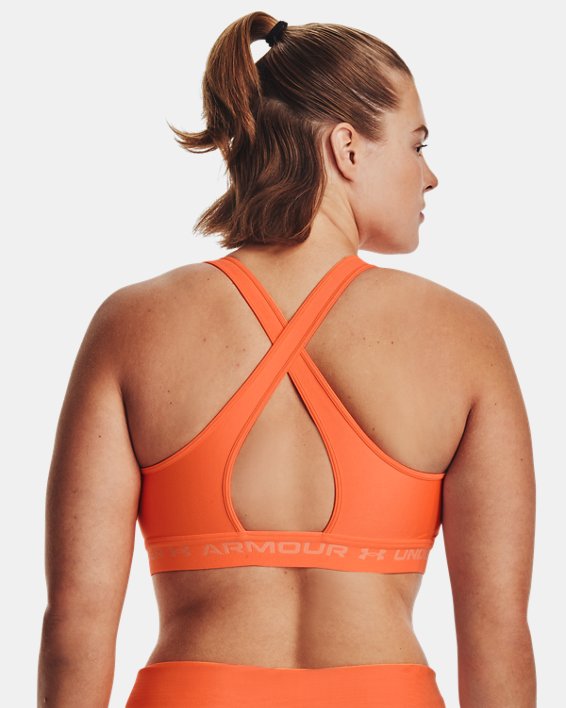 Women's Armour® Mid Crossback Sports Bra, Orange, pdpMainDesktop image number 7